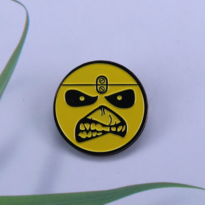 Eddie emoticon Badge Eddie Brooch Funny Meme Happy Enamel Pin Gift