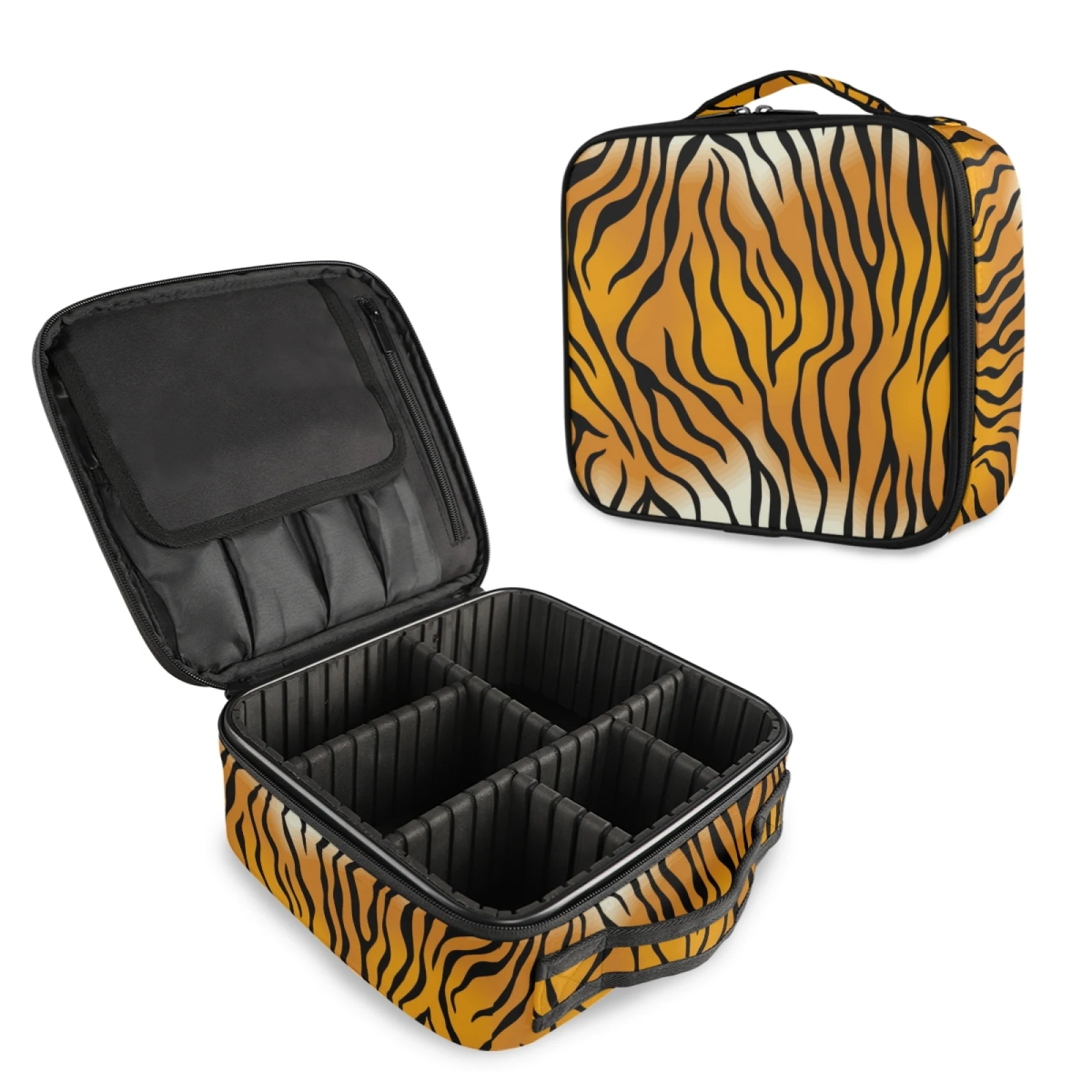 

High Capacity Makeup Bag Cosmetic Bag Tiger Skin Pattern Toiletries Storage Bag Cosmetics Storage Travel Kit Ladies Beauty Bags