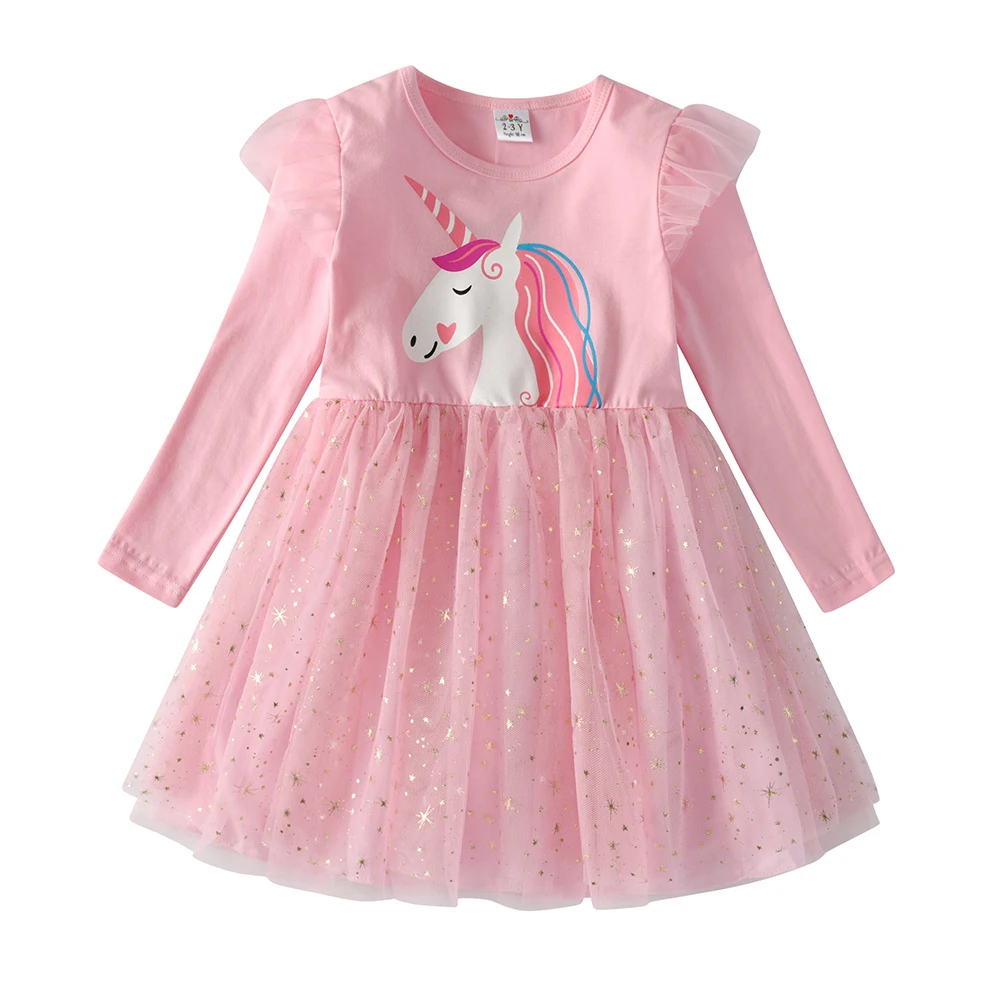 VIKITA Unicorn Dress for Girls Toddlers Birthday Party Princess Dresses Autumn Winter Vestidos Kids Unicornio Dresses for Girl