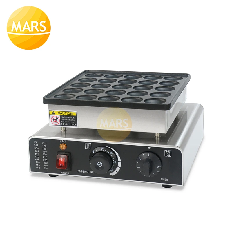 Poffertjes antiadherente eléctrico comercial, 110V, 220V, Mini máquina holandesa para tortitas, máquina Dorayaki de 25 agujeros, horno para tortas de huevo