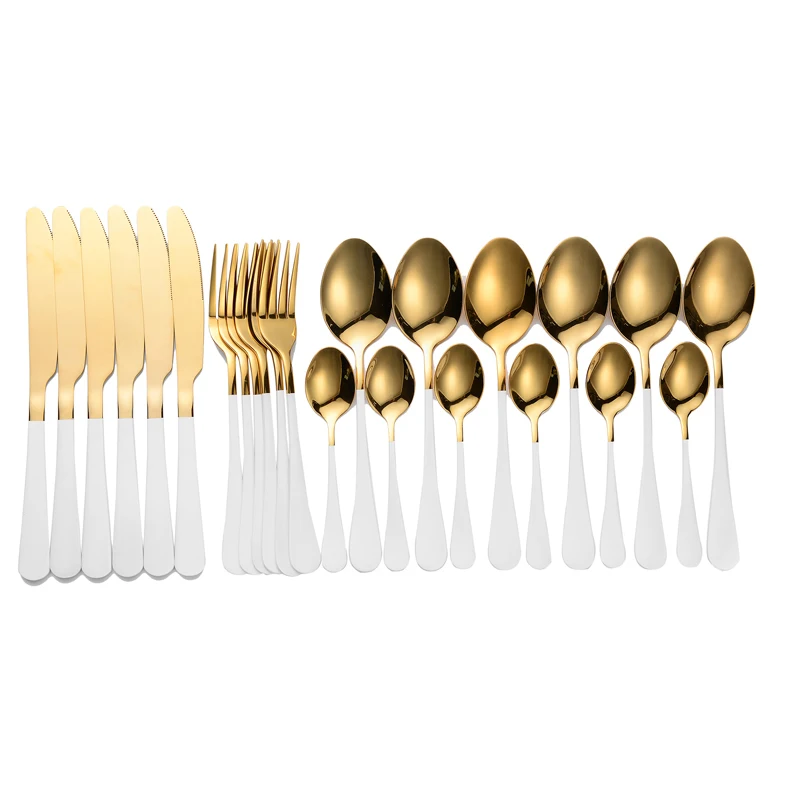 

Tablewellware Gold Cutlery Set 24 Pcs Stainless Steel Cutlery Fork Spoon Knife Set Tableware Box Dinnerware Set Stainless Steel