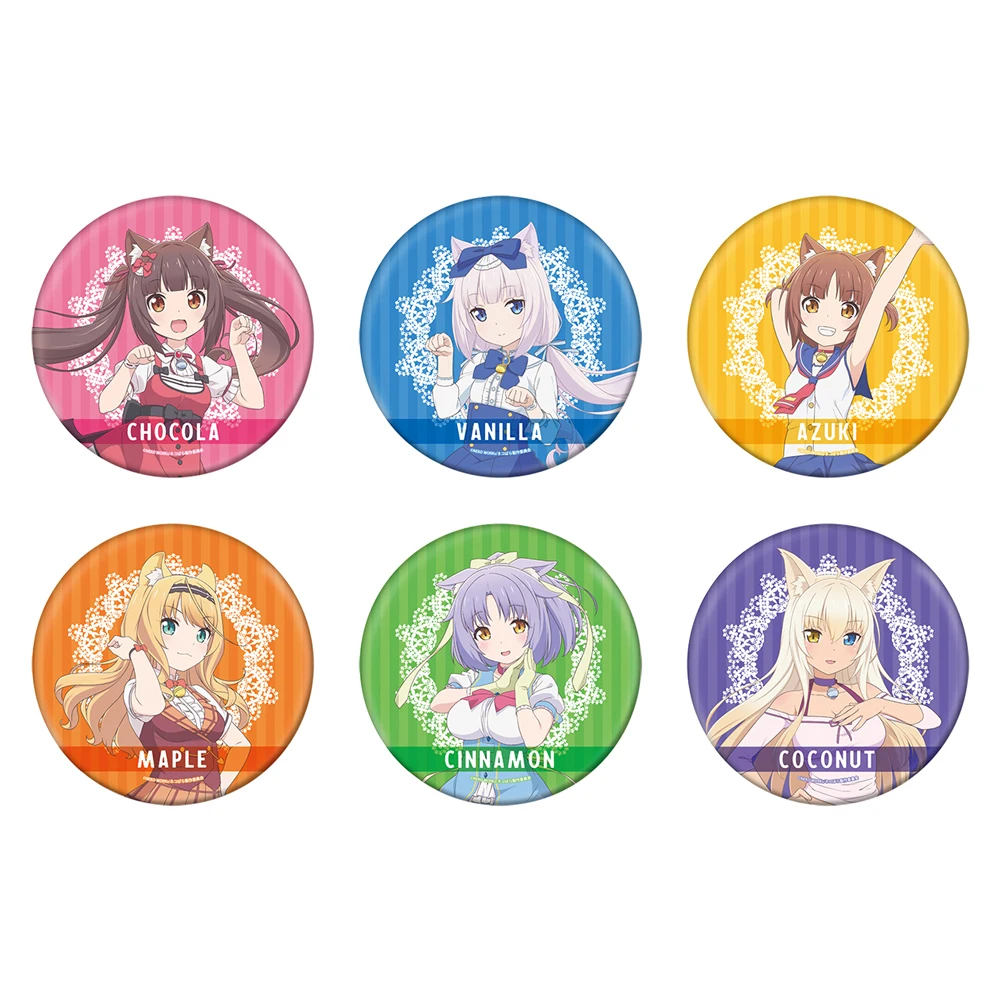 NEKOPARA Anime Spiel Abzeichen Chocola Vanille Zimt Ahorn Coconut Azuki Metall Abzeichen Brosche Pins