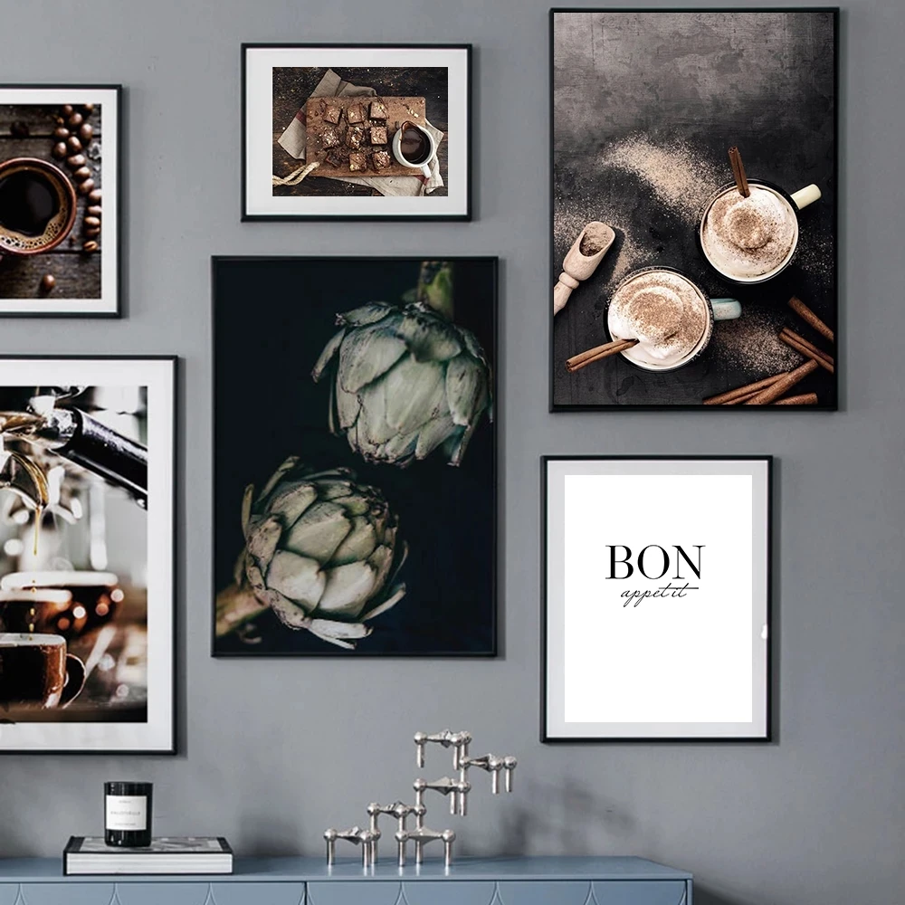 Brownies Canvas Painting - Kitchen Wall Art Coffee Blueberry Pie Dessert Prints Home Decor Poster