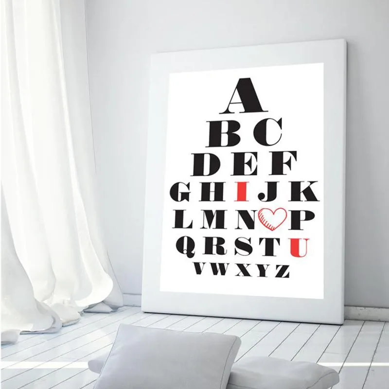 Canvas Pictures Home Paintings Simple Alphabet Quote Nursery Poster Nordic Style HD Print Wall Art Modular Kids Room Decoration