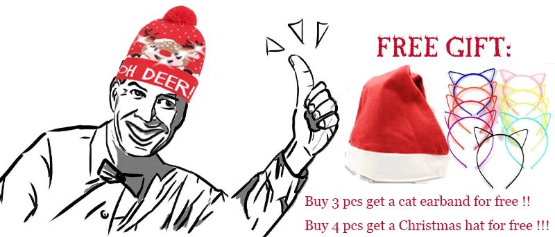 New Style! LED Christmas Hat Beanie Light Up Illuminate Warm Hat 48 Patterns New Year Snowman Sweater Hat Christmas Decorations