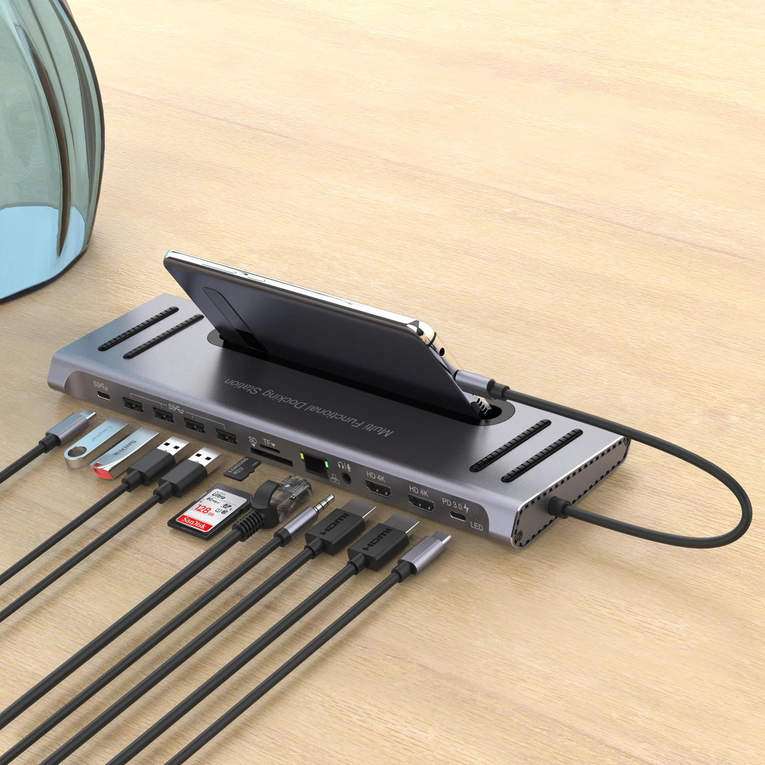 Onten-concentrador de red Usb - Usb C Hub 12 In 1 Triple Display reseña y precio