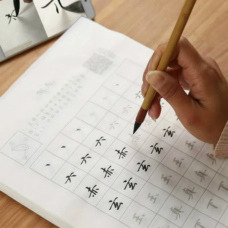 Chinese Small Regular Script Brush Copybooks for Beginner 96pcs Poem Basic Chinese Characters Calligraphy Practice Copybooks