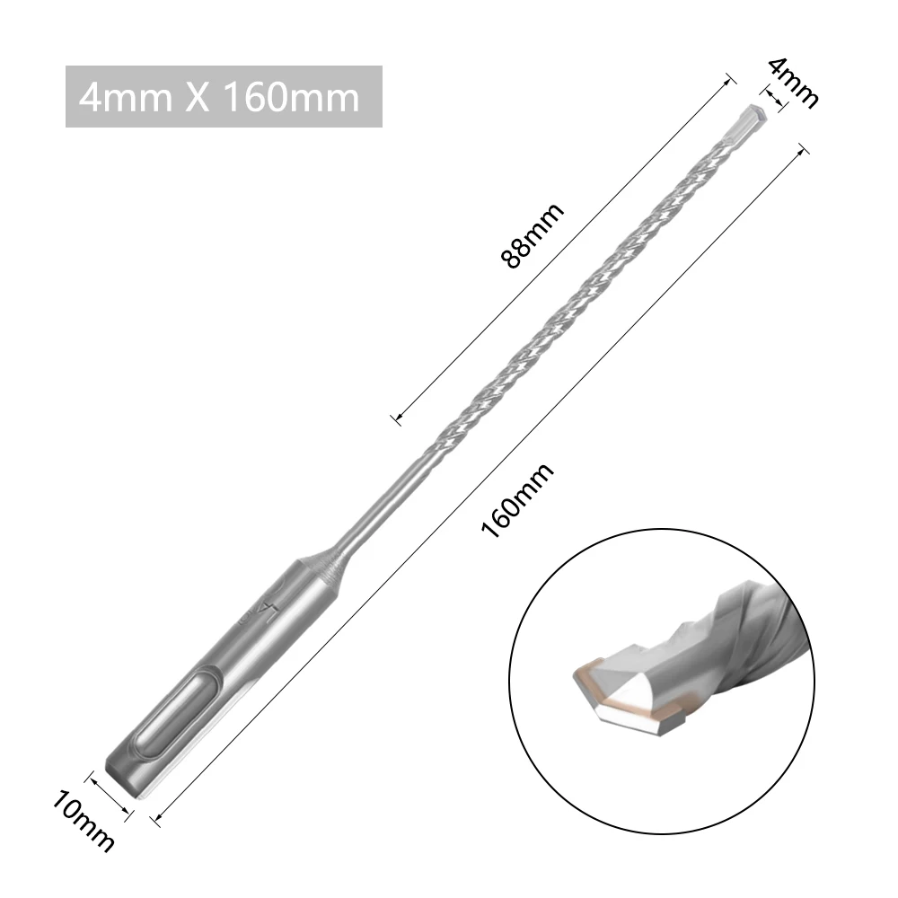 10-teiliges Elektrohammer-SDS-Plus-Bohrerset 160mm für Beton, Ziegel, Mauerwerk, Lochsäge-Bohrer 4mm 5mm 6mm 018 – Detail 6