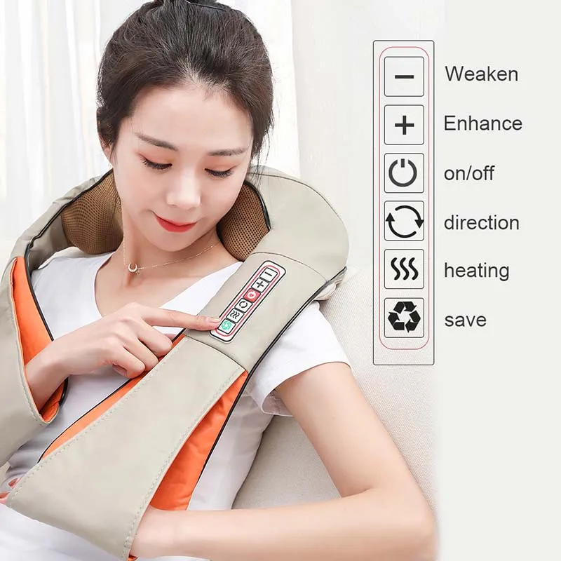 Electrical Massage Shiatsu Back Shoulder Body Neck Massager Multifunctional Shawl Infrared Heated Kneading Car/Home Massager