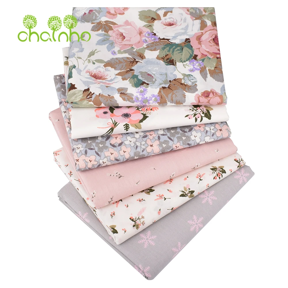 Chainho,Printed Twill Cotton Fabric,DIY Sewing Quilting Patchwork Cloth,Material For Baby & Child,40x50cm,6pcs,New Floral Series