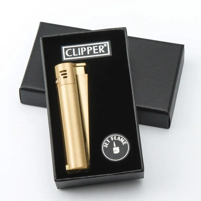 CLIPPER Windproof Lighter Portable Metal Butane Gas Blue Flame Torch Inflatable Lighter Cigarette Accessories Men Gift