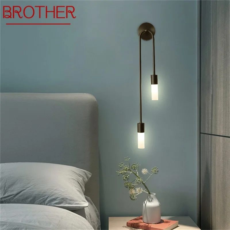 

BROTHER Brass Wall Lamp Modern Gold Sconces Simple LED Indoor Light For Home Living Room