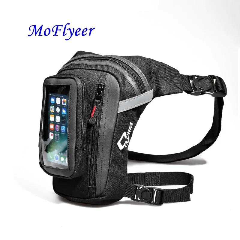 

MoFlyeer Men's Fashion Motorcycle Drop Leg Bag Hip Hop Bum Fanny Pack Waterproof Motorbike Bags Outdoor Casual Waist Pack