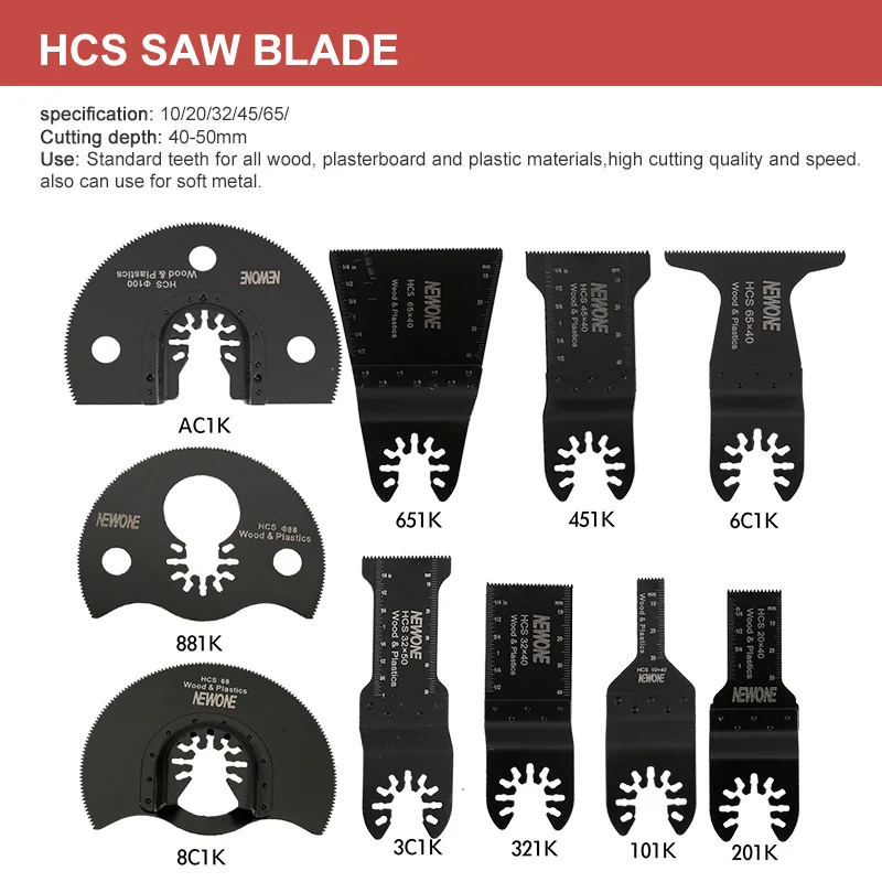 NEWONE Quick-release HCS Standard Oscillating Saw Blade For   multi-function Tool Renovator Saw Blades Cut wood/soft metal