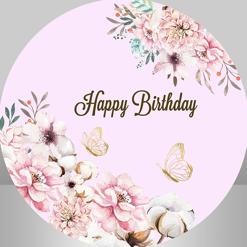 خلفية Sensfun لعيد الميلاد السعيد باللون الوردي ودائرة الفراشة وخلفية مستديرة لديكور حفلات الاستوديو وأغطية لافتة طاولة الحلوى