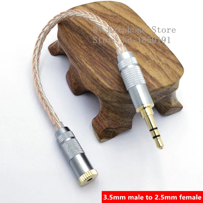 8 Core Silver Audio Cord 2.5 Female to 4.4 Male Cable 2.5mm/4.4mm To 3.5mm Hand-made Balanced Adpter for HIfi MP3 Music Player