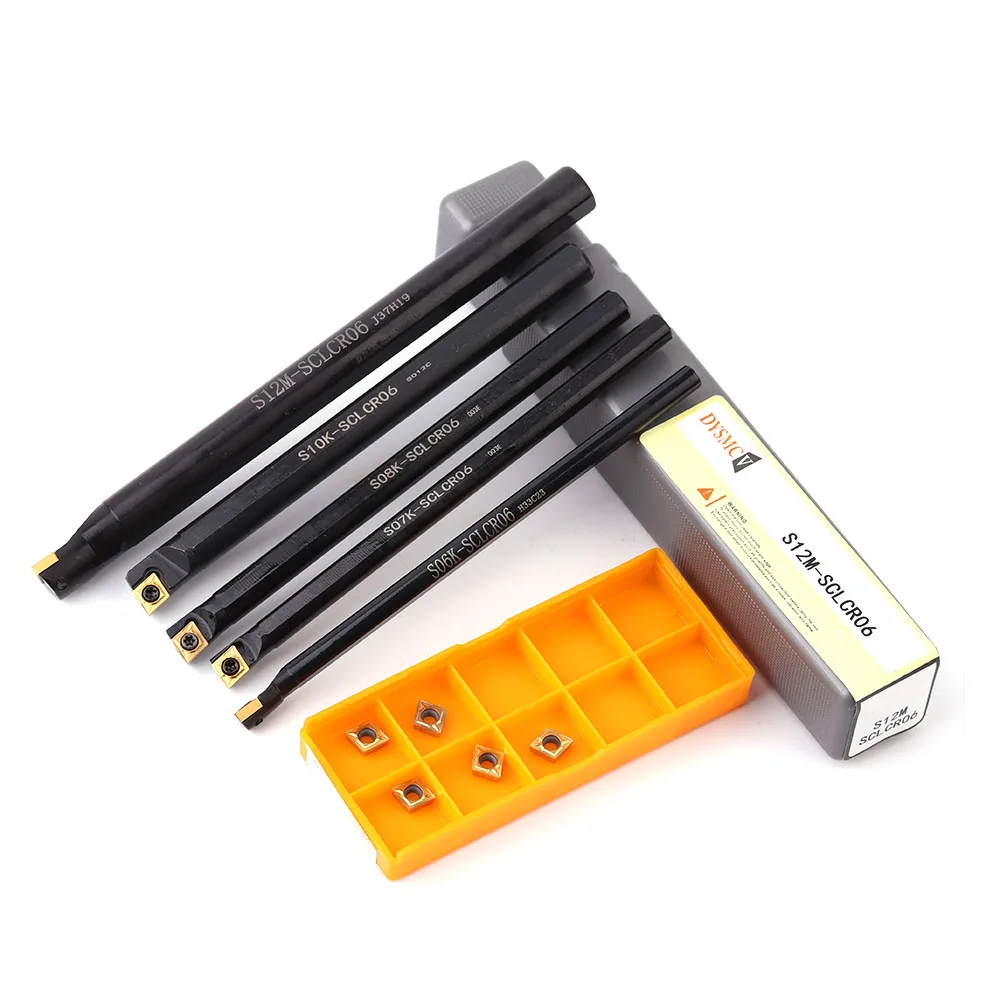 5PCS S12M SCLCR06 S06K / S07K / S08K / S10K 95 degree spiral turning tool holder boring bar + 10PCS CCMT060204 carbide tools