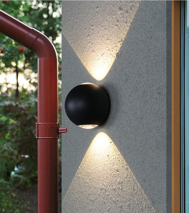 20pcs/lot 2*4W New Outdoor Wall Lamps Round Modern Black Up And Down Lighting Aluminum Lamp Waterproof Ip67 AC85-265V