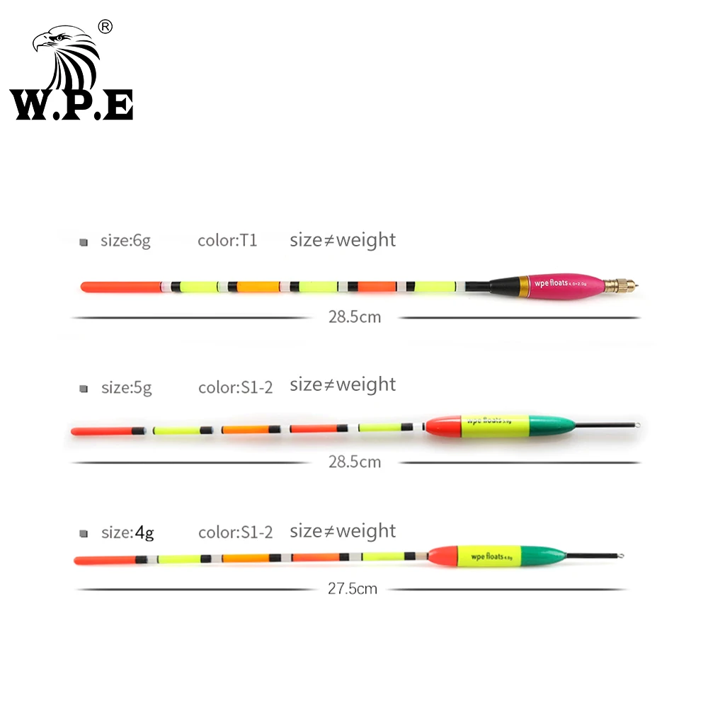 WPE-Barguzinsky Flutuador De Pesca Bobber Vertical Bóia Tackle, Flutuadores De Abeto, Tamanho 4g, 5g, 6g, 27.5cm, 28.5cm, Marca, 5Pcs por Conjunto