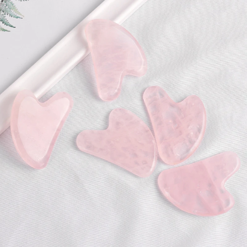 1 pz giada naturale Gua Sha raschietto bordo massaggio quarzo rosa giada pietra Guasha per viso collo pelle Lifting rimozione rughe