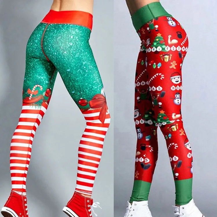 Fashion Women\'s HOT Leggings Pants Print High Waist Leggings Happy Christmas Party Long Pants Ladies Xmas Trousers