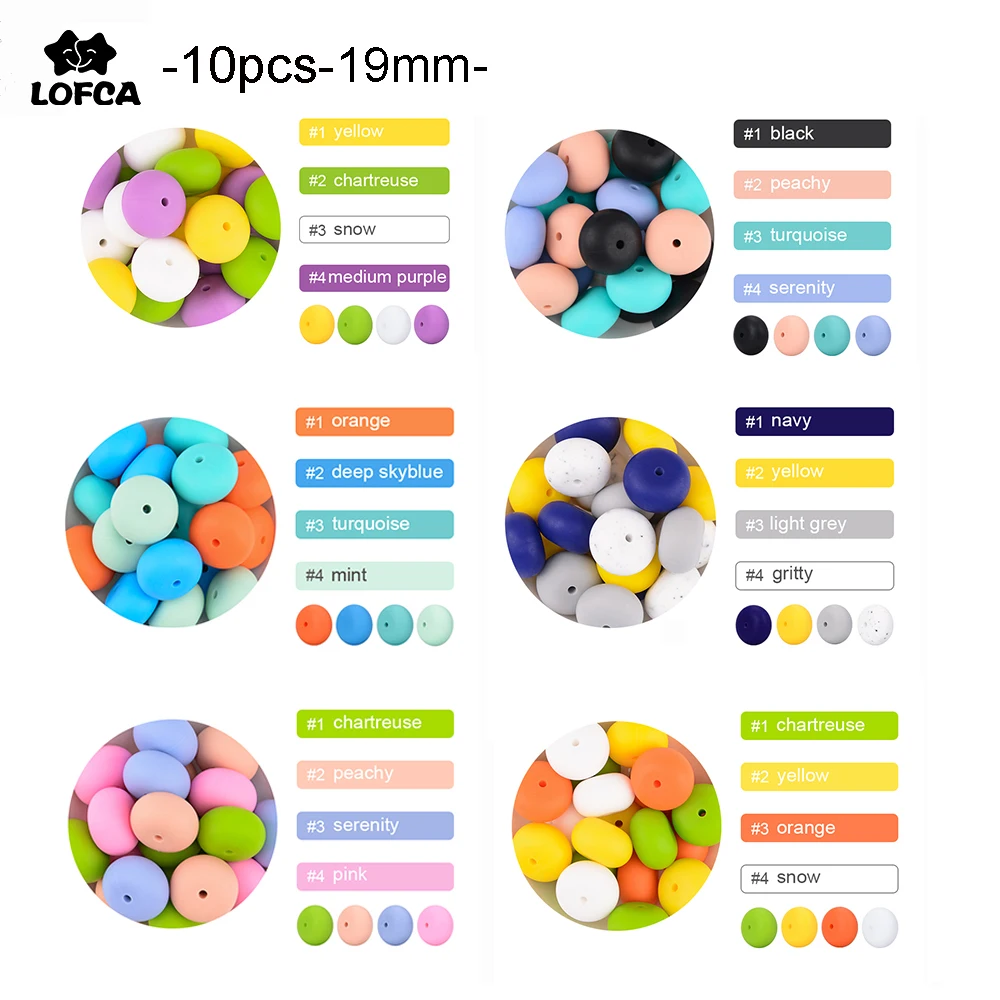 LOFCA-シリコン歯がためビーズ,19mm,10個,BPAフリー,食品品質,赤ちゃん用ビーズ,おもちゃ用