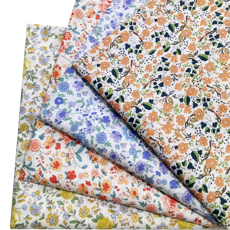 145x50cm 60S Cotton poplin High Density Fresh Small Floral Fabric, making Women's Children's Dress cloth