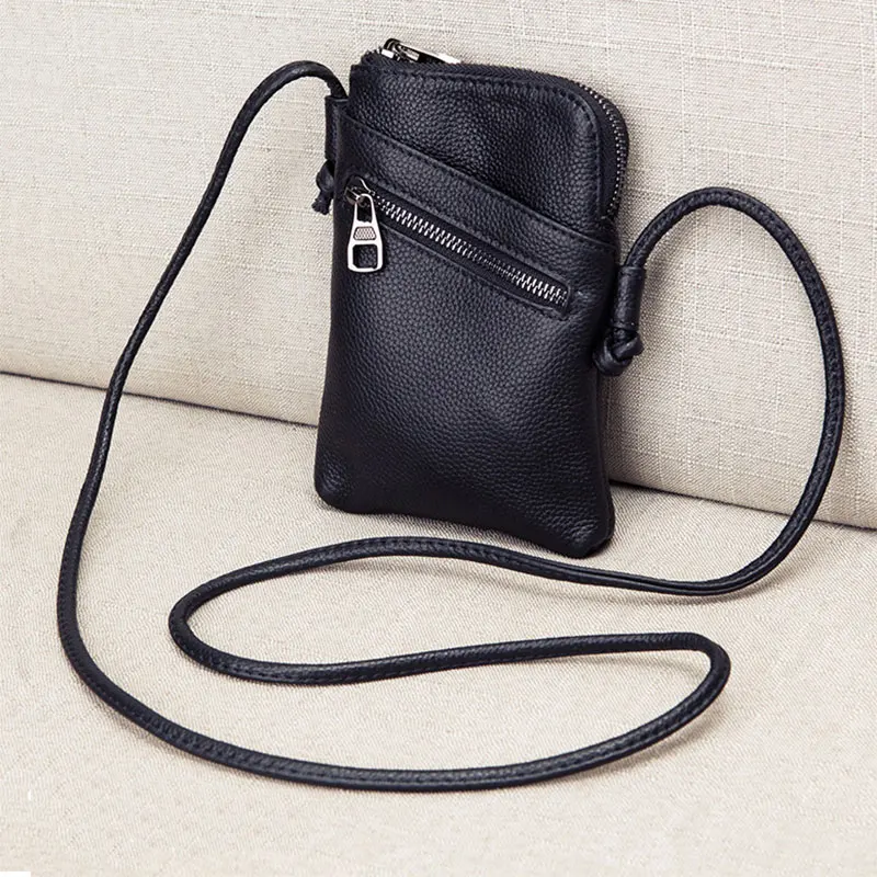 Bolso pequeño para teléfono móvil para niña, bandolera de piel auténtica para fiesta, estilo Vertical, versátil, novedad de 2023