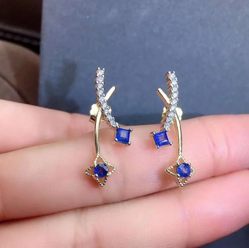 

Natural Stone Sapphire Earrings For Women Pure 925 Sterling Silver Fashion Jewelry Classic Women Earrings