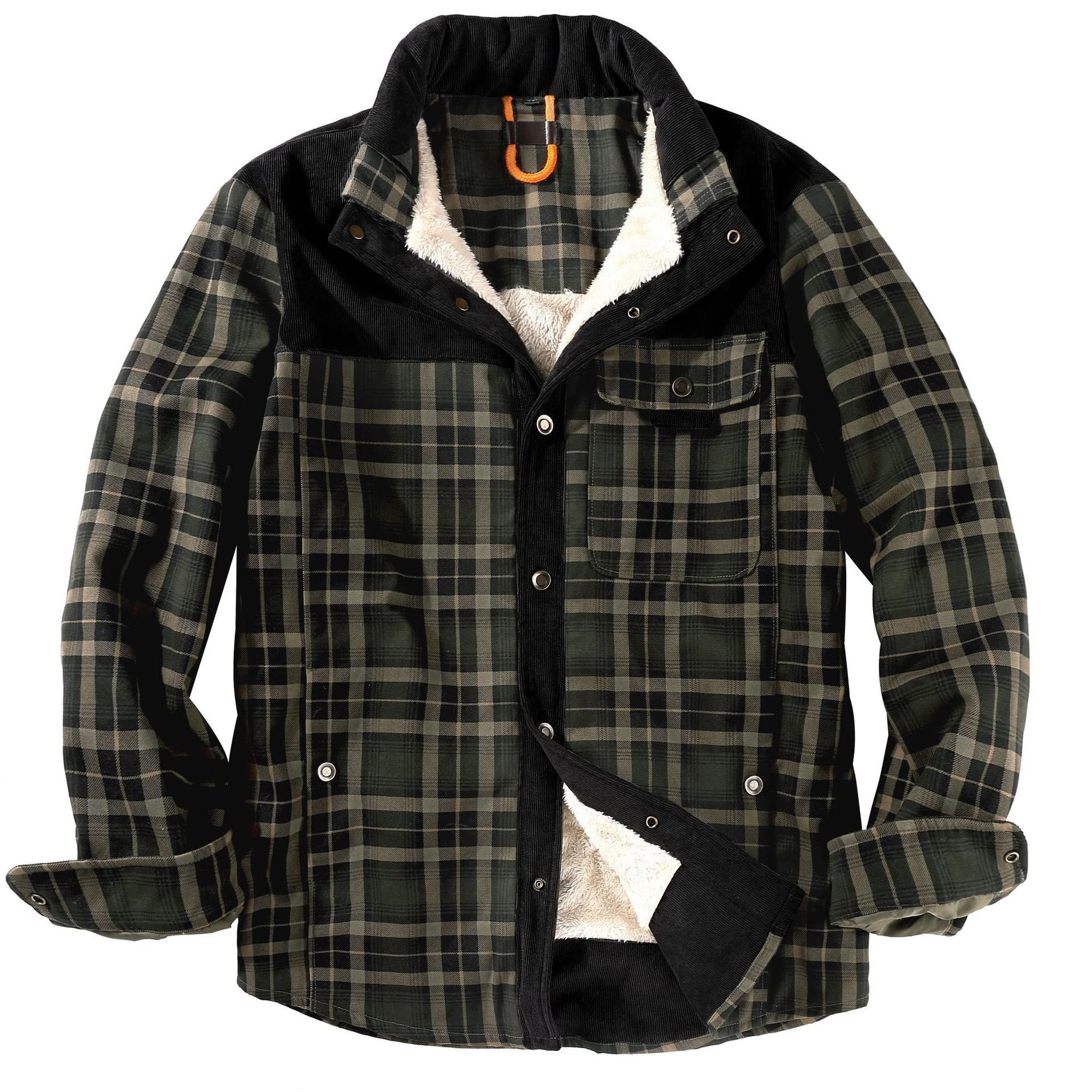 2024 Brand Flannel Shirts Men's Classic Plaid Long Sleeve Buttons Camping Warm Lining Fleece Thick Cotton Winter Shirt Jacket