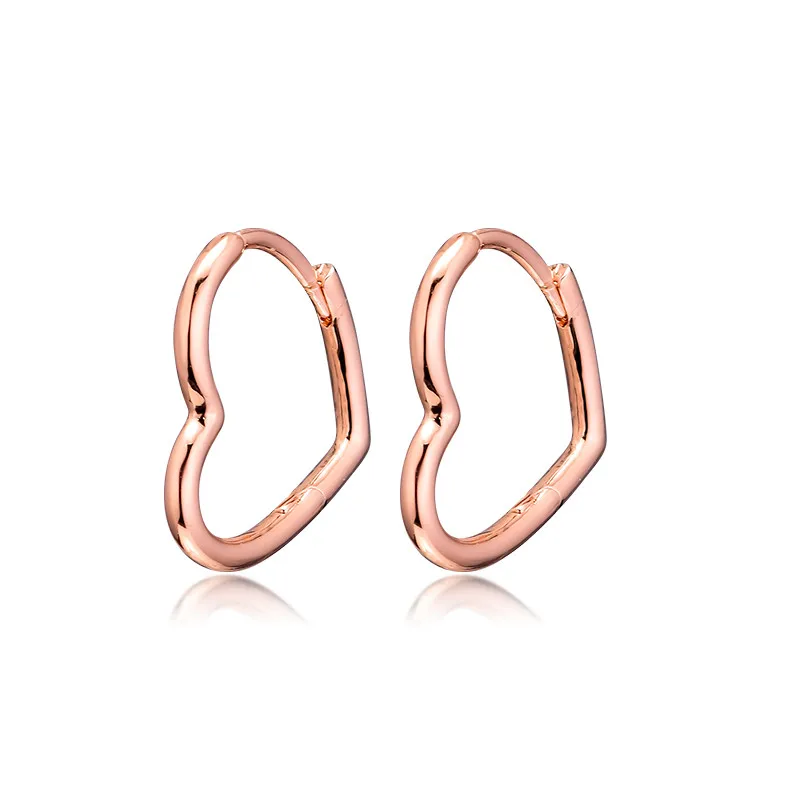 

2019 New Arrival Autumn Rose Golden Jewelry Love Heart Shape Hoop Earrings for Women Fashion Girls Earrings Jewelry Wholesales