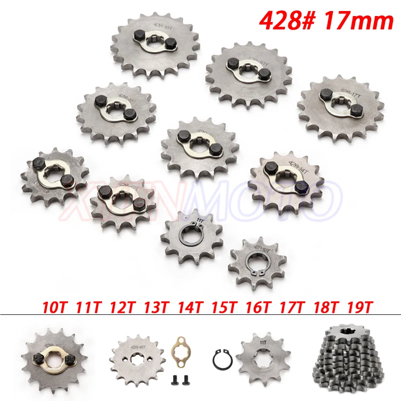 

Front Engine 428# 17mm 10T 11T 12T 13T 14T 15T 16T 17T 18T 19T Teeth Chain Sprocket With Retainer Plate Locker