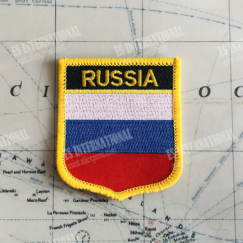 RUSSIA National Flag Embroidery Patches Badge Shield And Square Shape Pin One Set On The Cloth Armband Backpack Decoration