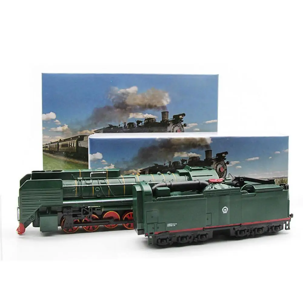 2Pcs 1/87 Retro Steam Train Locomotive Carriage Pull Back Music LED Kids Toy