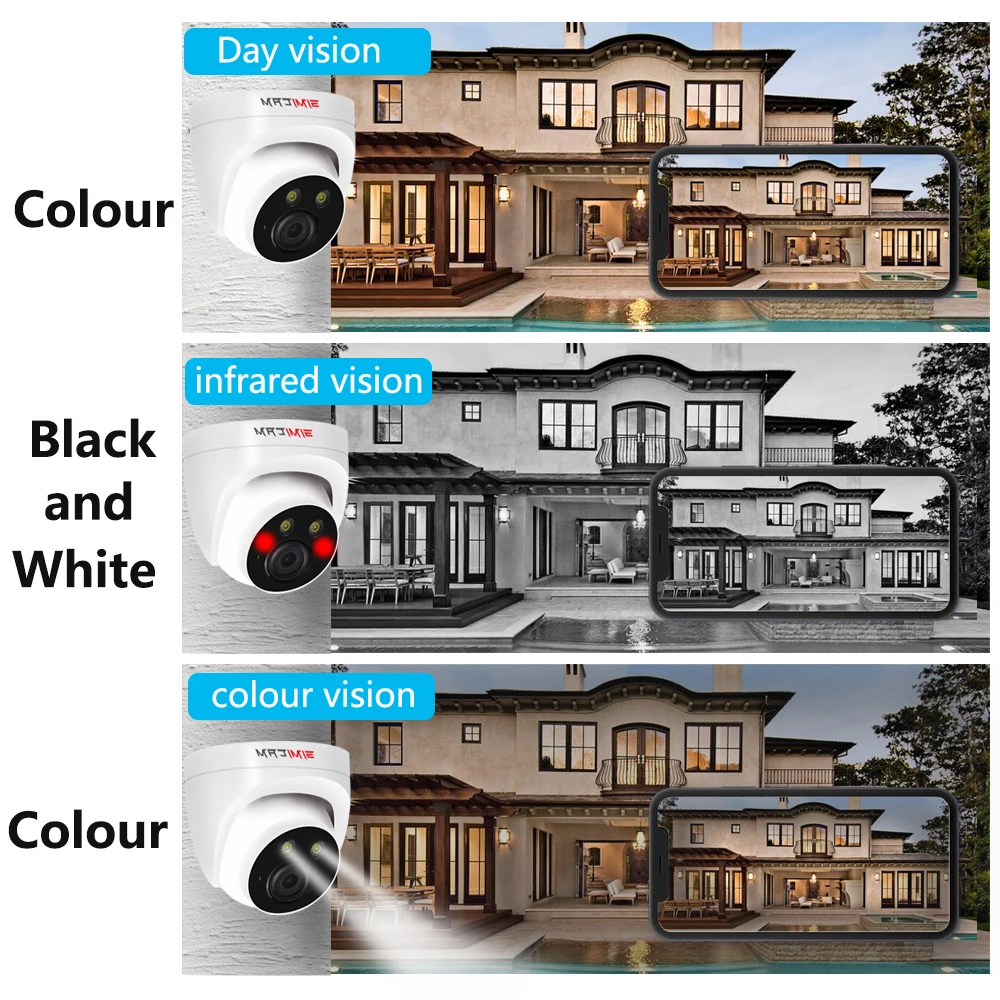 4K 8MP POE Color night vision H.265 IP Camera POE Smart Ai Human Detection Audio Double light Security Cam Video Surveillance