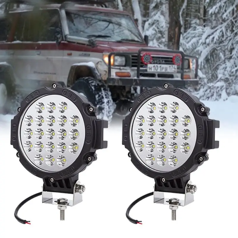 

2pcs 7 inch 63W Round LED Work Light Spot Flood Driving Fog Lamp for 4x4 4WD Offroad Truck Tractor ATV SUV 12V 24V