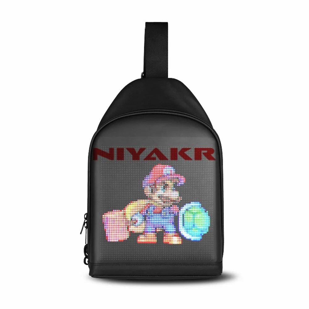 LED Sling Bag Customizable Pixel Art Fashion Design Outdoor Sport Waterproof For Biking Hiking Activity Big Space