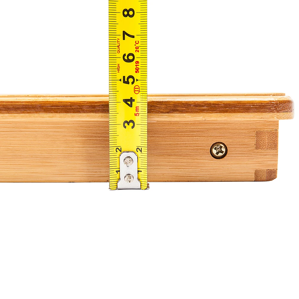 Laptop Computer Desk Table Adjustable Bamboo Bed Computer Desk Trendy Double Flowers Engraving Pattern 53cm Wood Color U.S.Stock