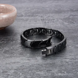 Vinterly Black Ceramic Bracelet Hand Chain Men Bracelet Healing Energy Magnetic Hematite Ceramic Bracelets Bangles for Men Women