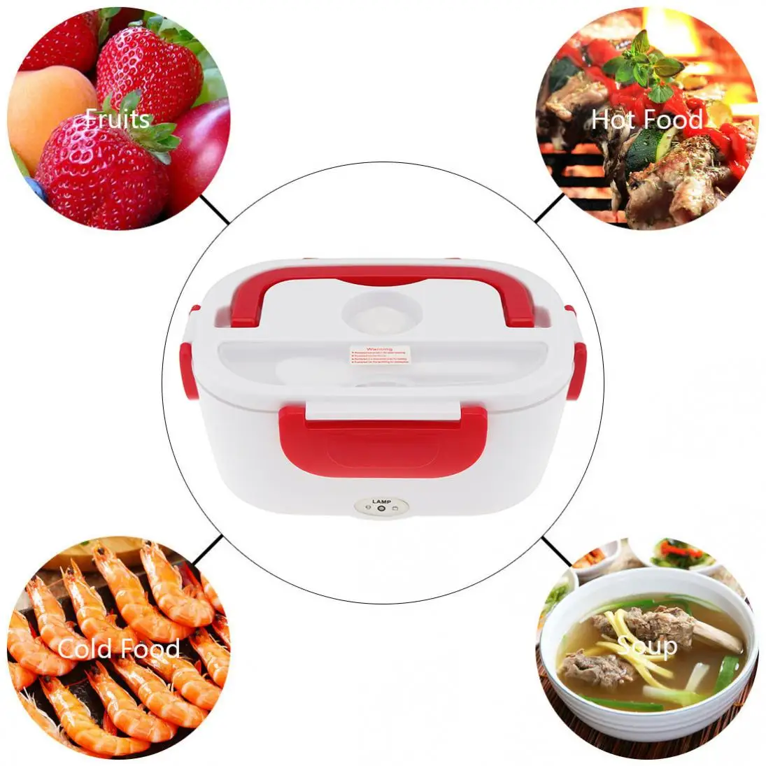 12V 1.5L Split-type Portable Food Warmer Heating Keeping Electric Lunch Box with Spoon / 12V Charging Line for Car