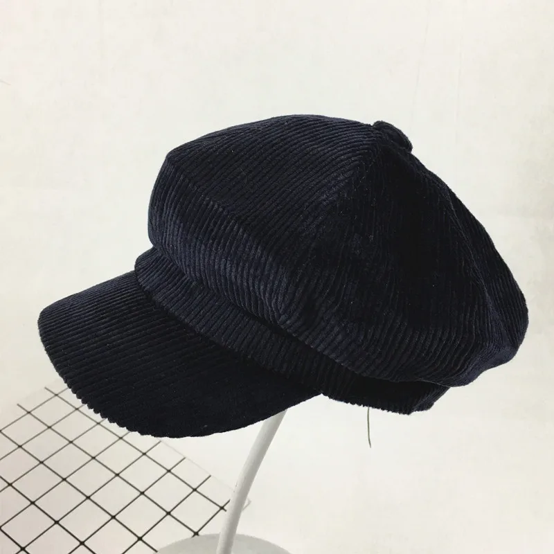 Vintage Literary Corduroy Octagonal Newsboy Hat Women\'s Stretch Octagonal Hat Casual Hat Accessories