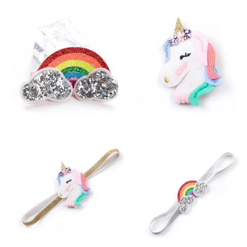 New Fashion ins Kids Girl Headband Unicorn Rainbow Hair Band Headband Hairband Hair Apparel Accessories Kids Headpiece Headwear