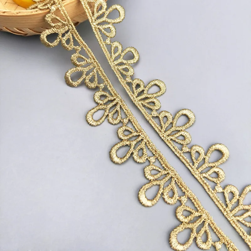 zsbszc neue 16 Yards Breite 1,9CM genähte goldene Spitzenborte, Flechtspitze, DIY-Bekleidungszubehör, Makramee-Stickereispitze, kostenloser Versand JDB68 – Detail 2
