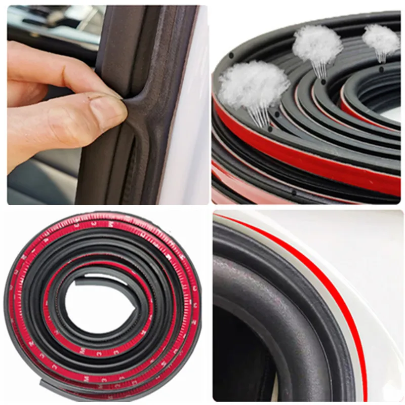 Tiras de sellado de goma para puerta de coche, pegatinas de sellado de doble capa para puerta de maletero, aislamiento acústico, burlete, accesorios