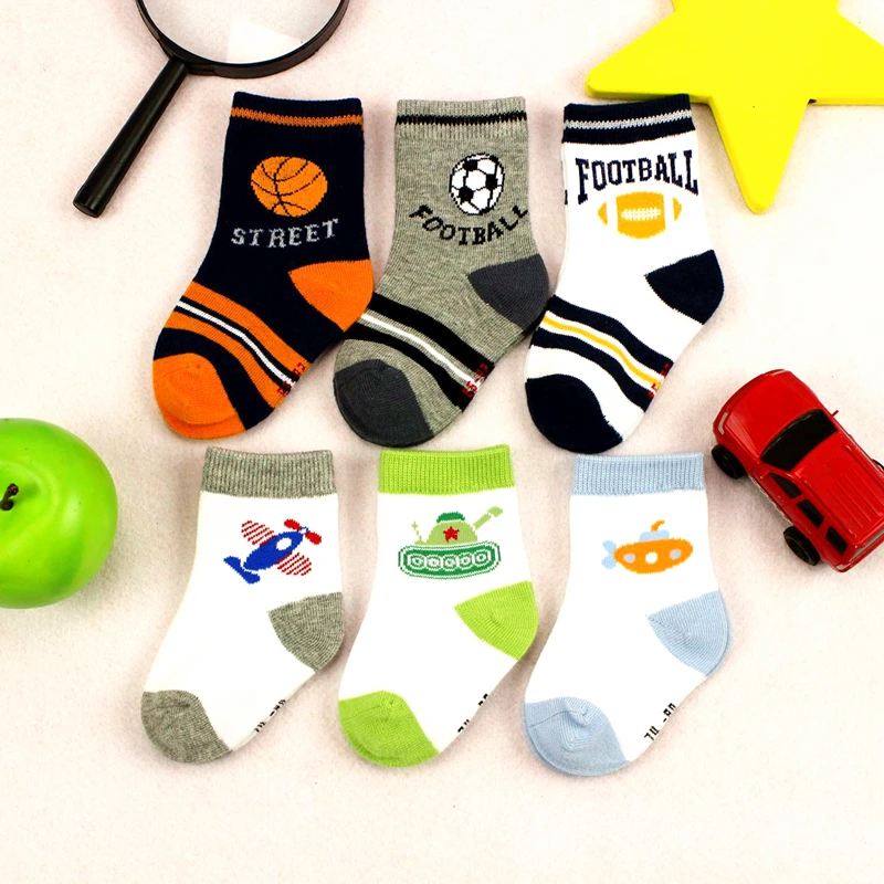 

1Lot=3 Pairs Baby Socks Lot Kids Socks Cartoon Toddler Cotton Socks Short Football Airplane Girls Boys Children Meisjes sokken