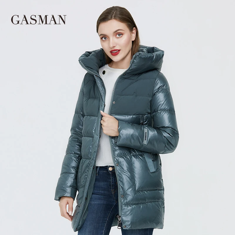 Gasman 2022 jaqueta de inverno das mulheres novo longo quente bege para baixo parka casaco coleção moda feminina outwear feminino elegante jaqueta