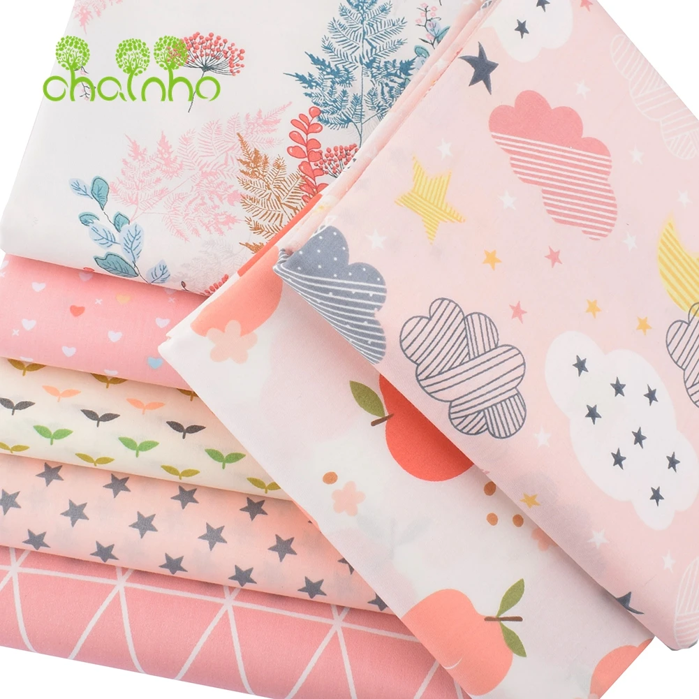 Chainho,Printed Twill Cotton Fabric,Patchwork Cloth For DIY Sewing Quilting Baby&Child's Bedclothes Material,Pink Cartoon Series