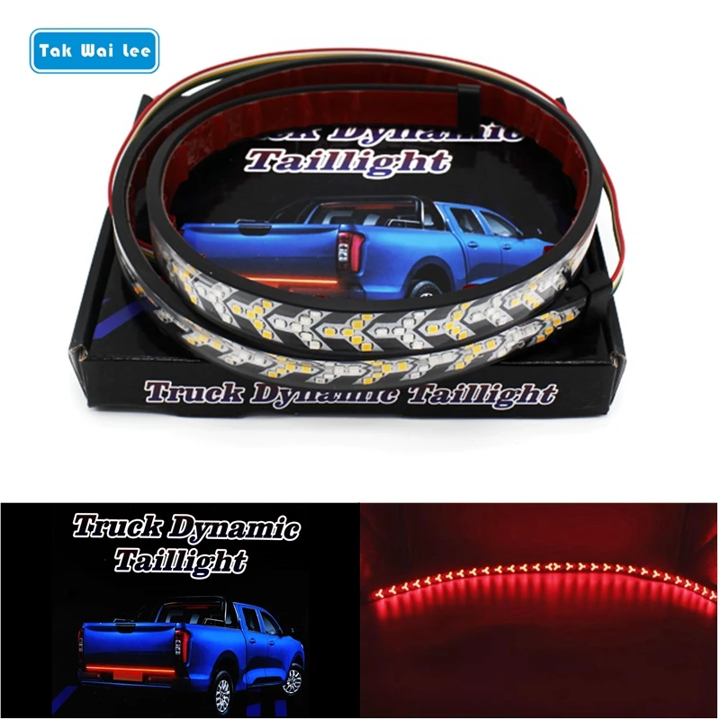 

Tak Wai Lee 1X Red LED Brake Tail Light Strip Yellow Flowing Turn Signal Double Flash Car Styling Truck Dynamic Day Taillight