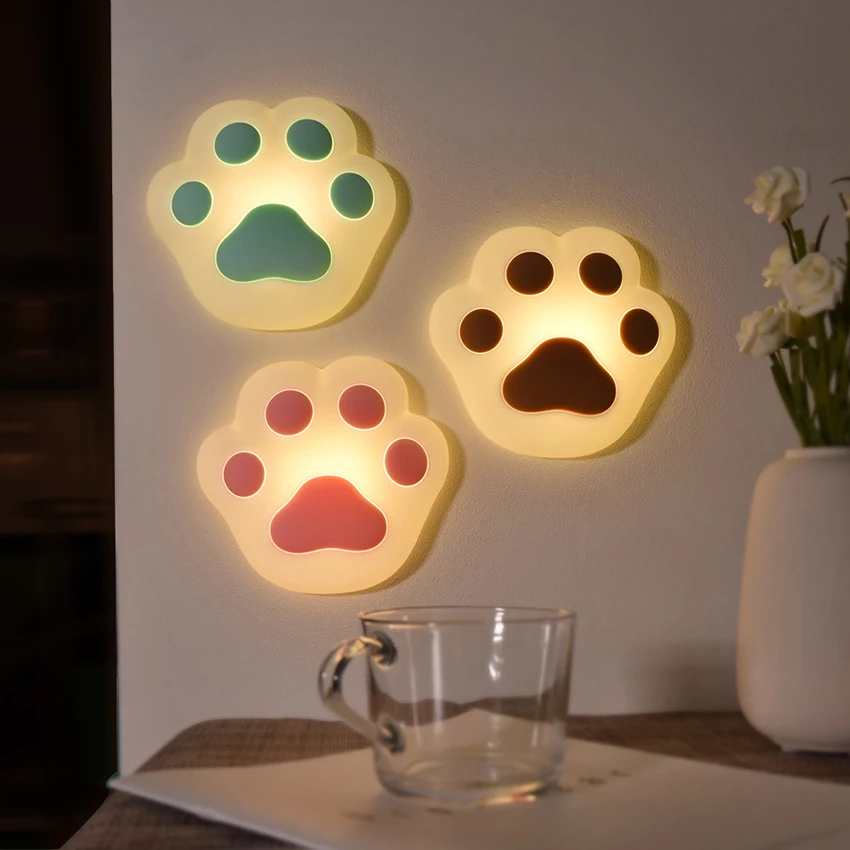 Cute Cat Paw Night Light for Kids, Portable Magnetic Silicone Nursery Baby Nightlight, 3 Levels Brightness, Bedroom Decoration