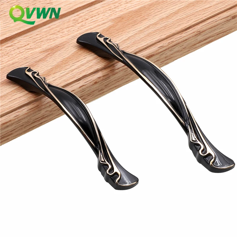 QVWN мебельные ручки одно отверстие/96 мм/128 мм отверстие шаг дверные ручки для мебели черные, оцинкованные Литые ручки дверные ручки для гардероба